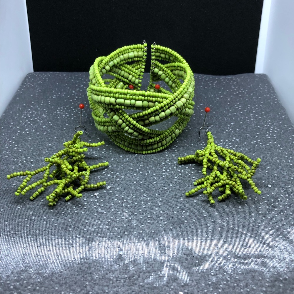 Custom Beaded Bracelet and Earrings